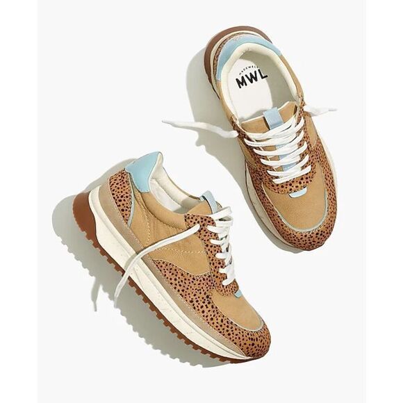 Madewell Shoes - Madewell Kickoff Trainer Sneakers Spot Dot Calf Hair and Nubuck size 9.5 Tan Blu